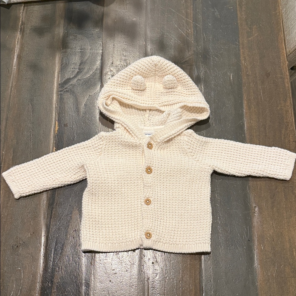 Carter's Ivory Knit Baby Sweater with Hood